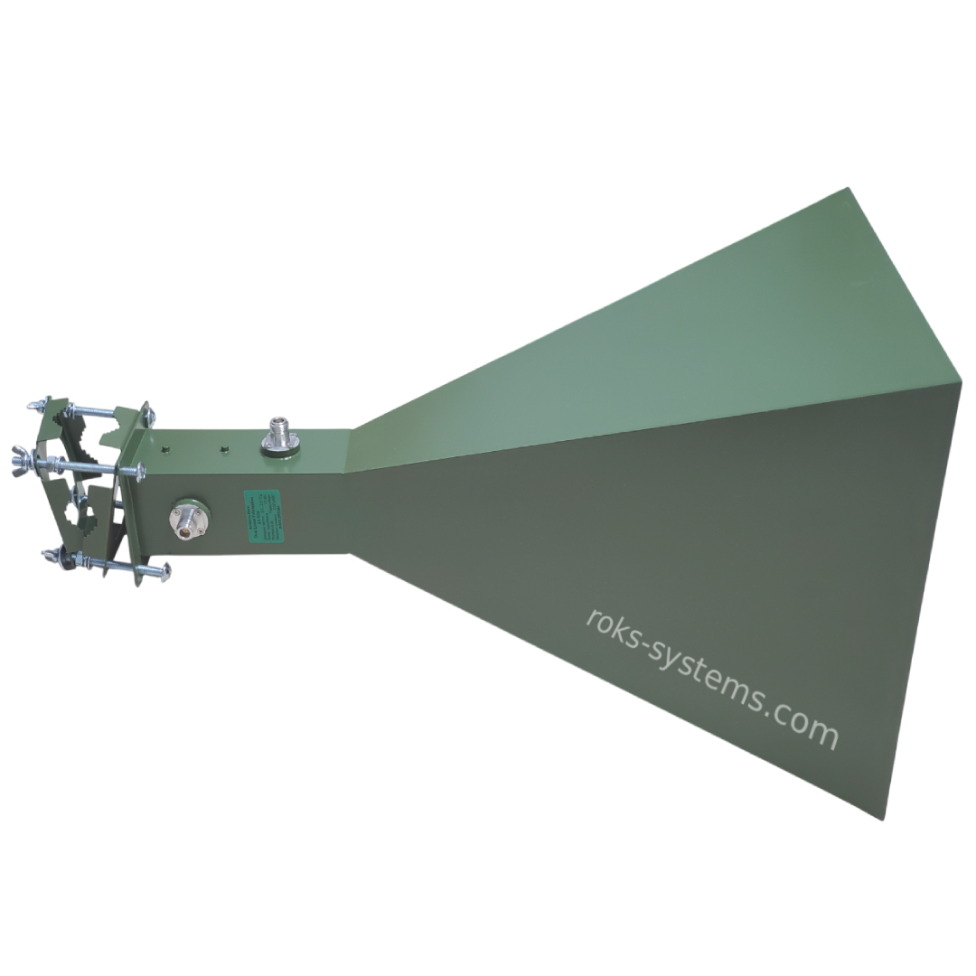 2050-2650 MHz S-band horn antenna 17 dB, RHCP/LHCP circular polarization, 2×N-Female 50Ω, 28° beamwidth, cross-pol≥20 dB