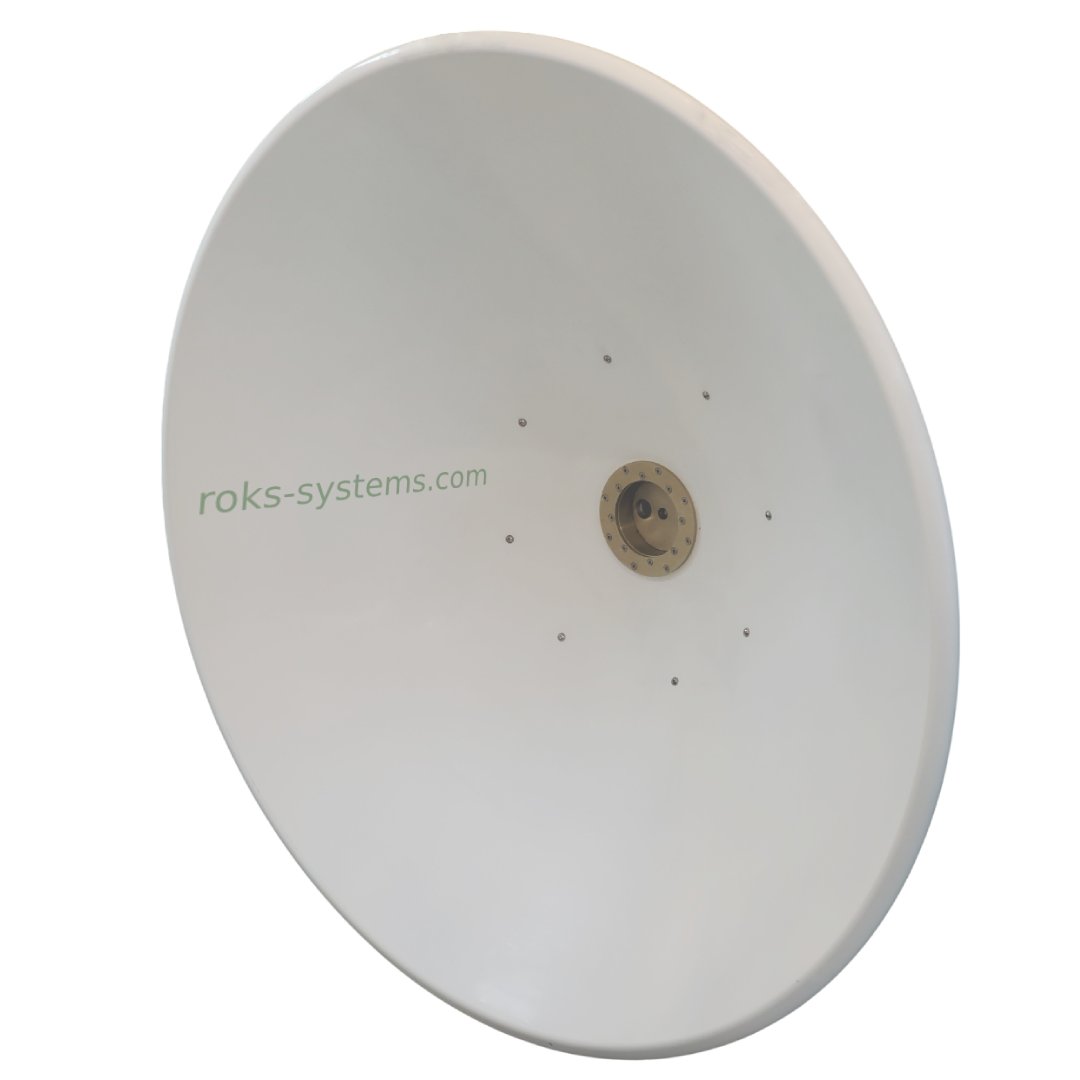 0.9 m dish antenna 2-15.5 GHz, RHCP/LHCP circular polarization, 6 interchangeable feed horns by band