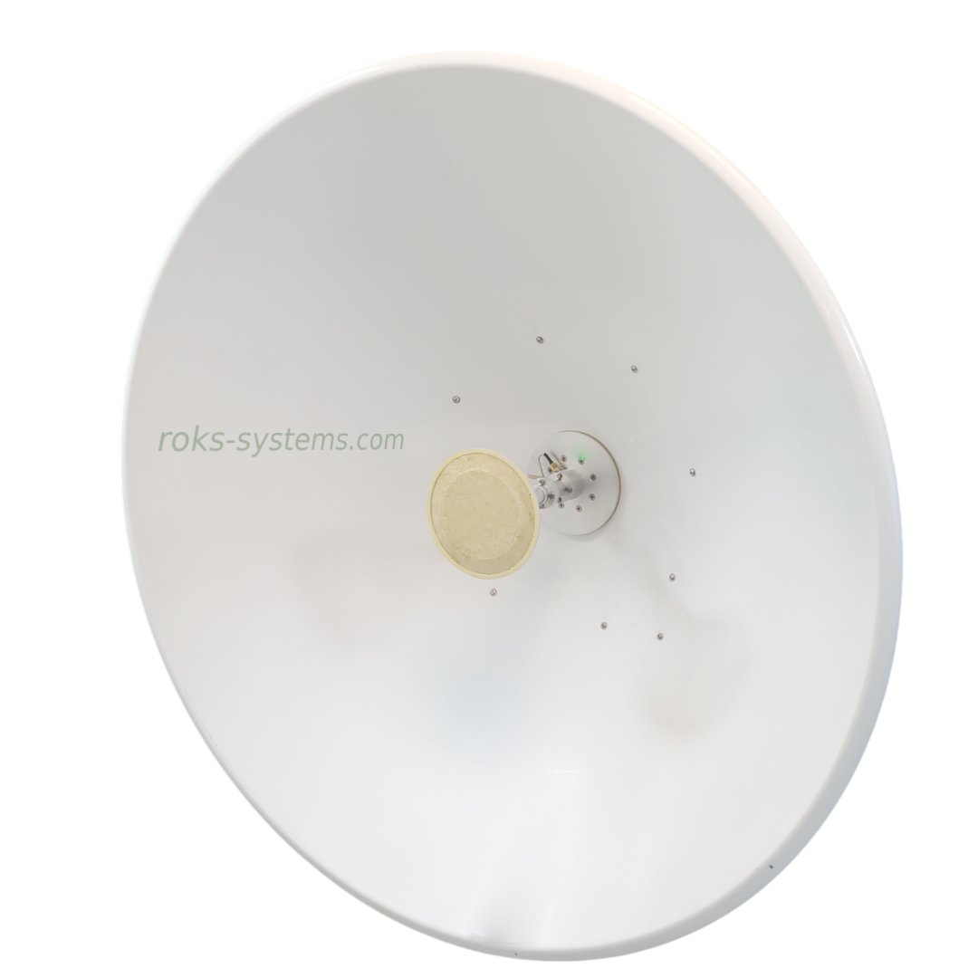 0.9 m parabolic reflector antenna 2-15.5 GHz, RHCP/LHC6P, feed horns, optional linear via depolarizer