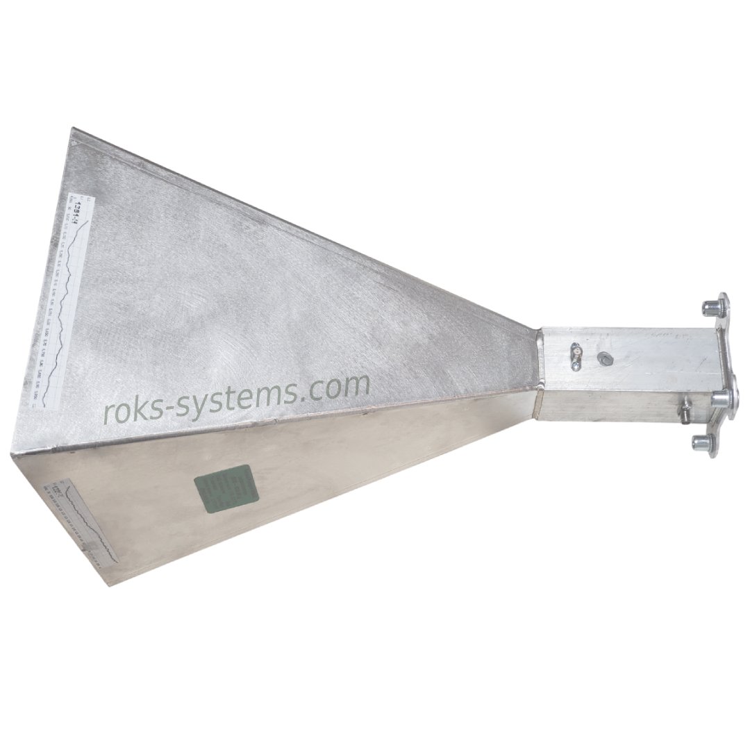 5.05-6.0 GHz wideband horn antenna 20 dBi, dual H/V, 2×SMA, 50 Ohm, VSWR≤1.5, 20°×20° beamwidth, 150W CW/200W peak