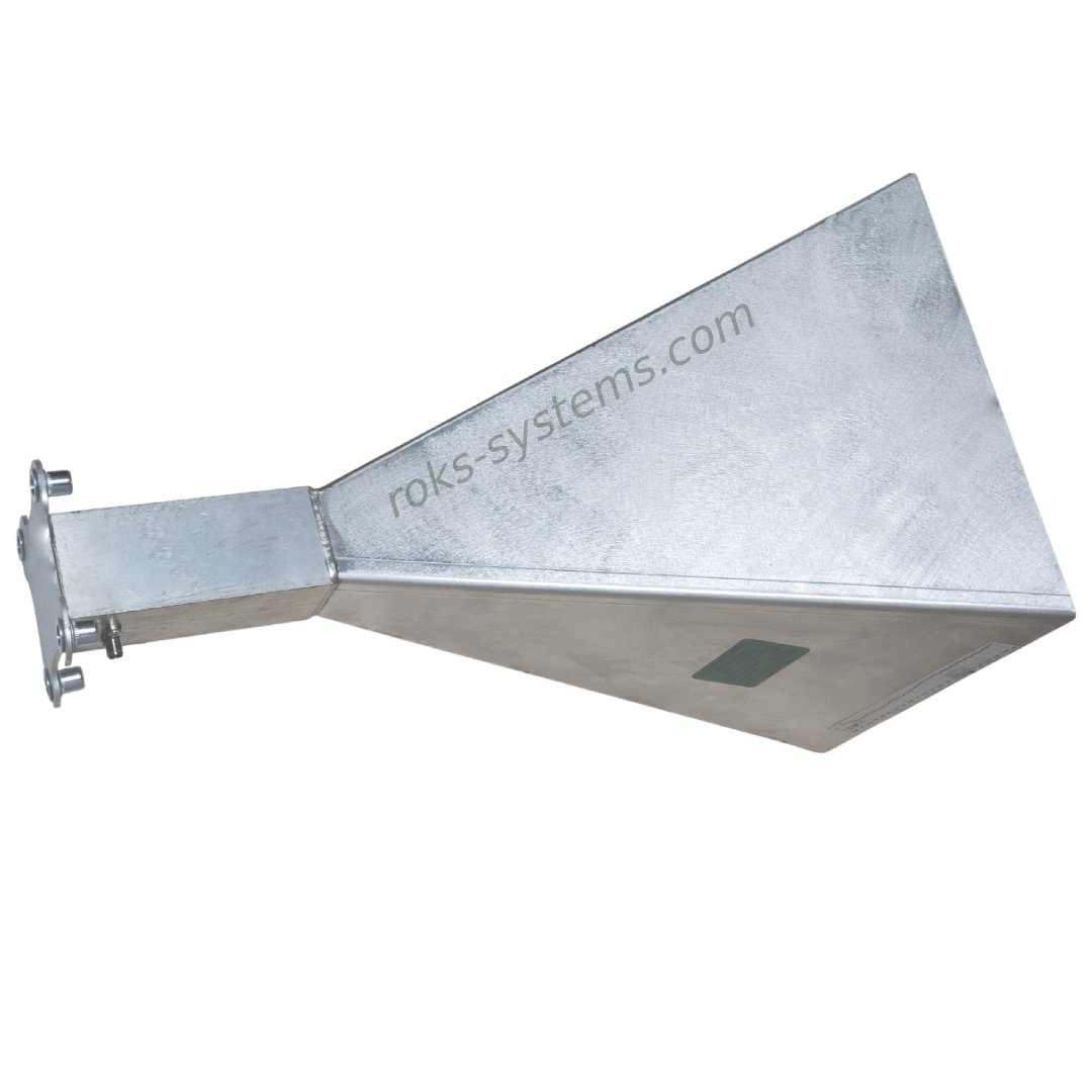 5-6 GHz broadband horn antenna 5050-6000 MHz 20 dBi, dual H/V, 2×SMA, 50 Ohm, VSWR≤1.5, 20°×20°