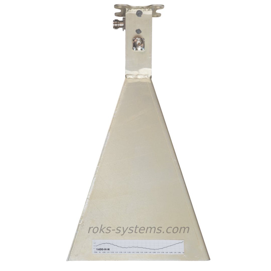 5050-6000 MHz dual-polarized horn antenna 20 dB, 2×N-Female, 50 Ohm, VSWR≤1.5, 20°×20° beamwidth, 150W CW/200W peak, 1.2 kg