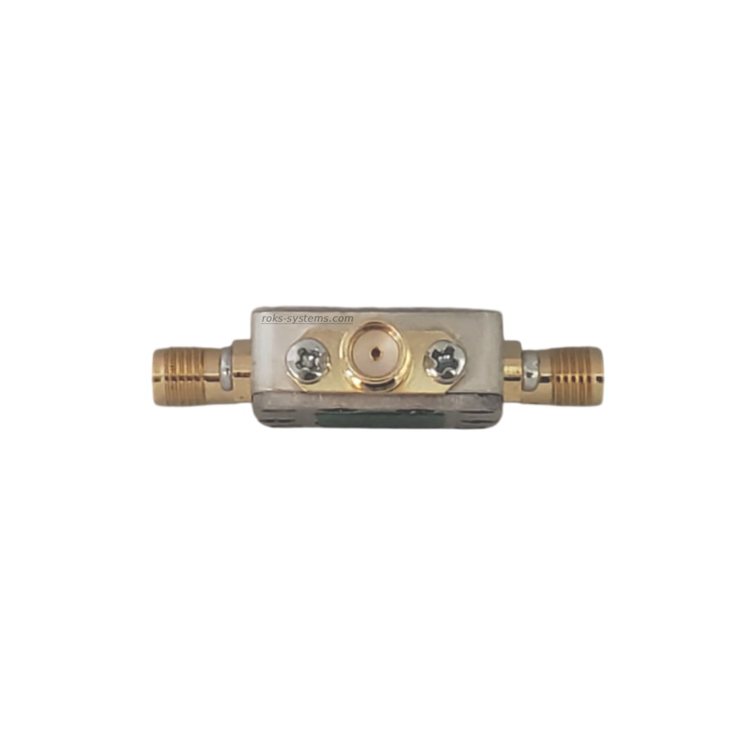 3-port Wi-Fi diplexer 2400-2483.5 & 5150-5950 MHz, SMA 1+2 (COM+2), 50 Ohm, 10 W, IL≤0.8 dB, iso≥20 dB, VSWR≤1.5, 30×20×6.52 mm