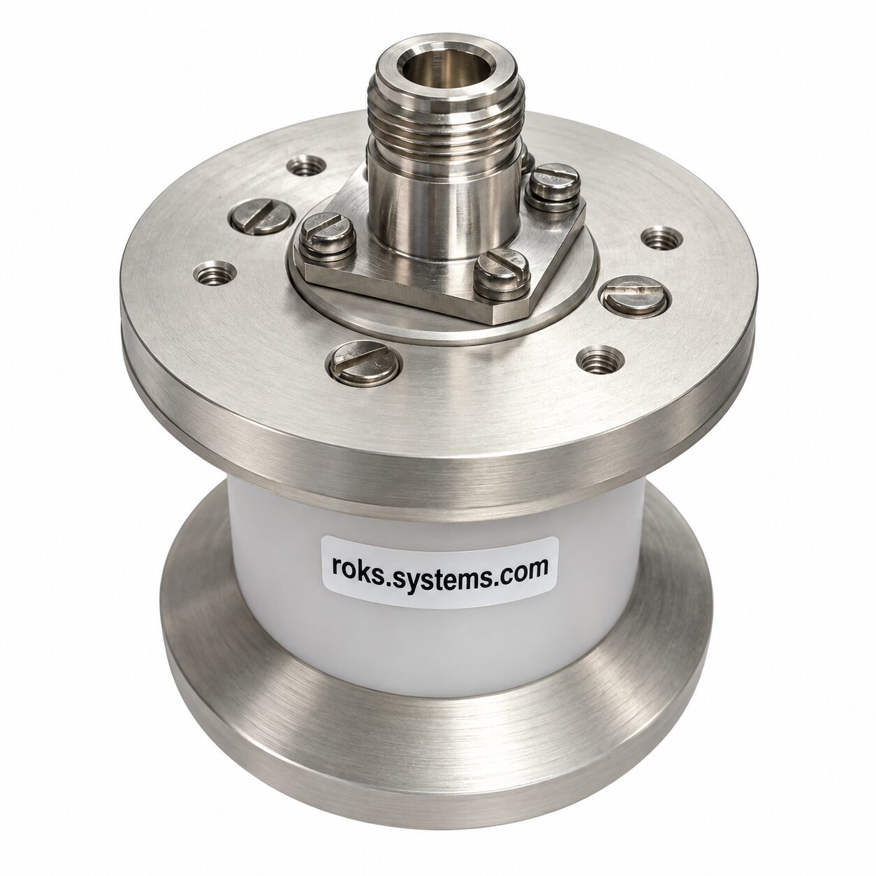 0.4-8 GHz omnidirectional biconical RF antenna, 360° H-plane, vertical linear polarization, up to 5 dBi, VSWR ≤2.5, N-female